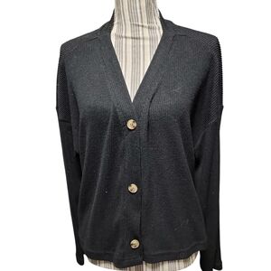 EUC Women's Crop Black Button-Up Sweater